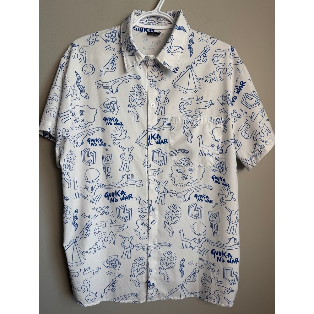 Monoidal Unfailing Graphic Print Short Sleeve Button Up Shirt Streetwear Pop Art